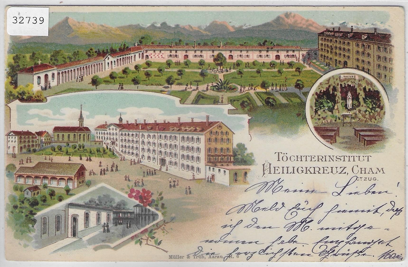 Ansichtskarten: Töchterinstitut Heiligkreuz Cham - Litho 1900 – Gebraucht aus Ettingen von Kartenplanet