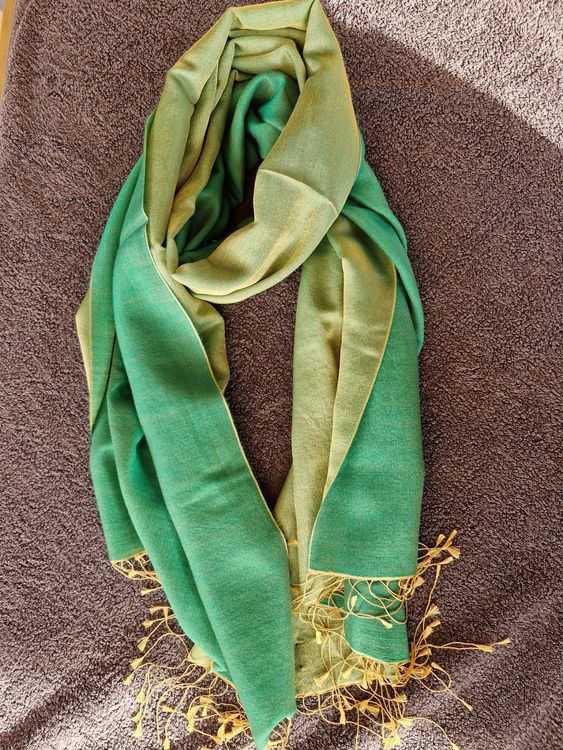 Echarpe foulard pashmina BLEU VERT indien scarf etole - Prêt-à-Porter