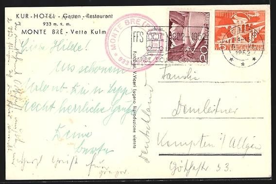 Ansichtskarten: AK Monte Brè, Kur-Hotel Vetta Kulm – Gebraucht aus Berlin von bartko-reher 1