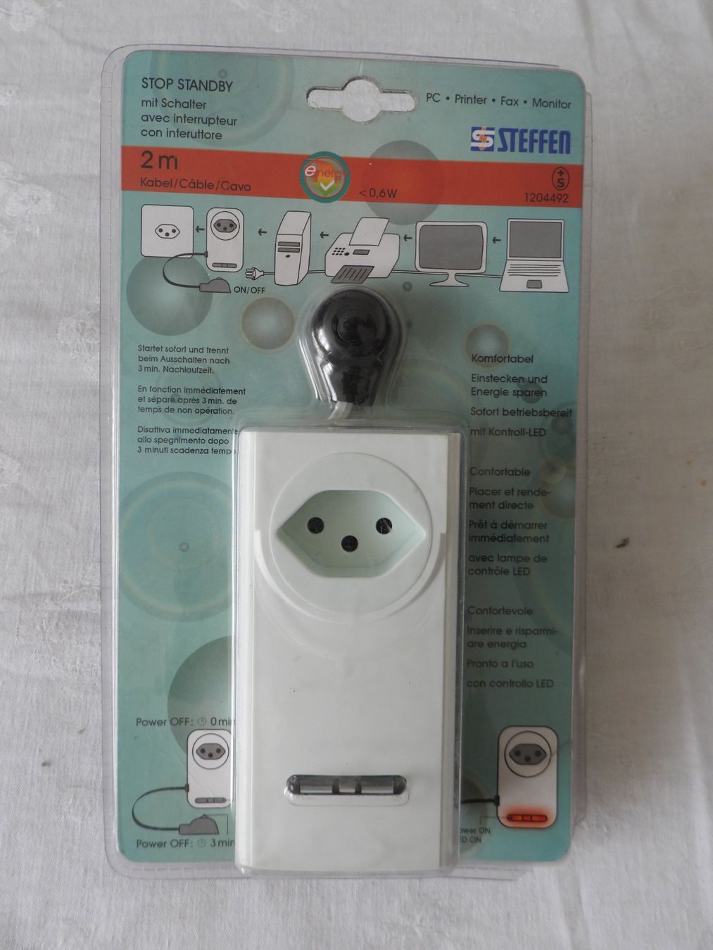 Interruttori: Steffen STOP STANDBY 10A 2300W mit Schalter 2Meter Kabel – Nuovo e nell'imballaggio originale da Tavannes venduto da jimananas