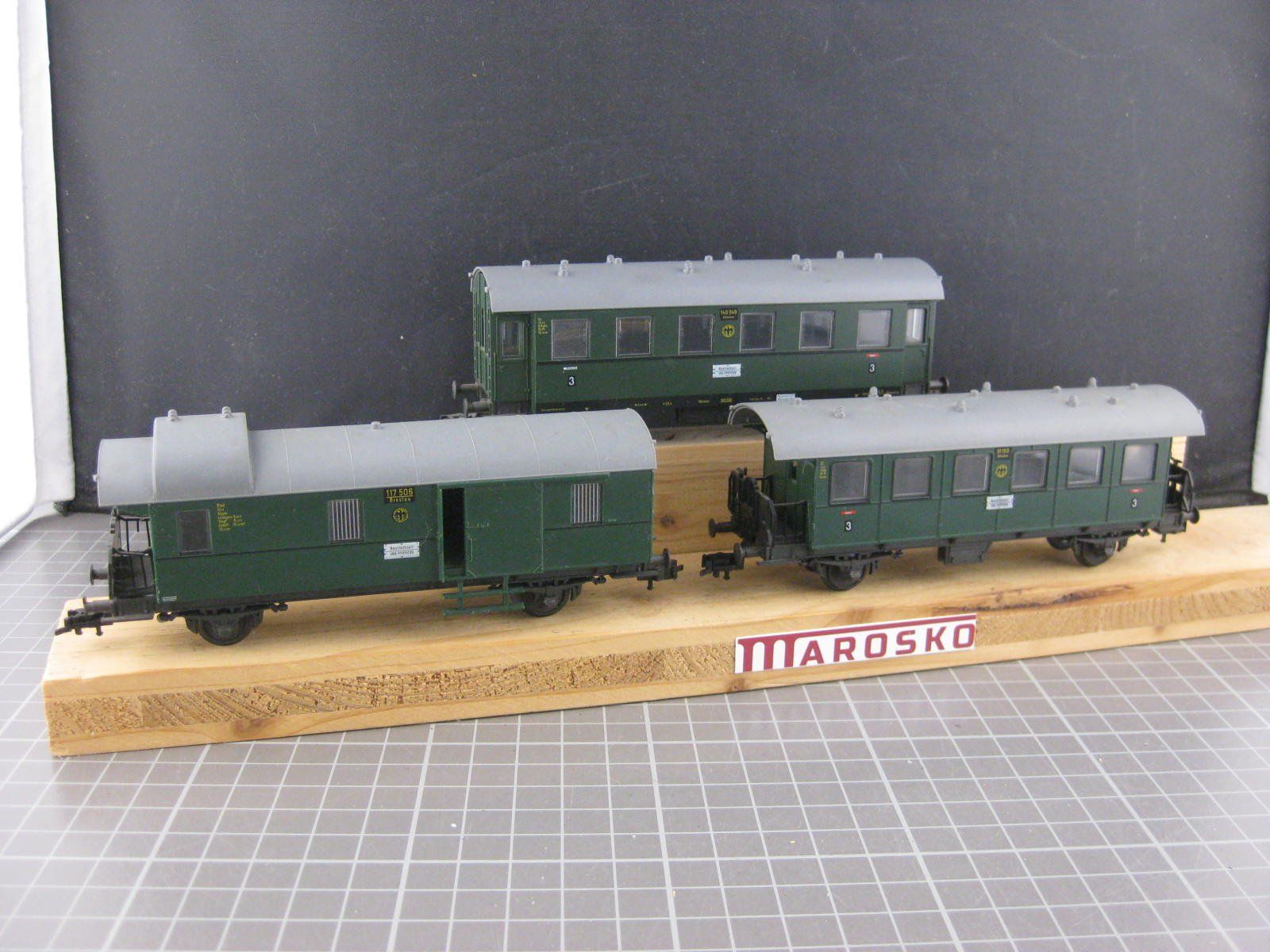 Fleischmann Modellini di ferrovie: Fleischmann 3 DRG Oldtimerwagen, ohne OVP, mit Fleischmann P – Usato da Malters venduto da Marosko
