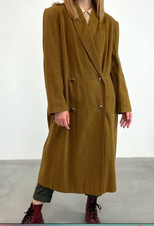 80er Jahre Vintage-Mantel / Kamelfarbene Oversize-Mantel