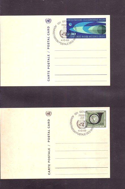 Alle Briefmarken: 1969 2  Postkarten Blanco Genf – Neu (gemäss Beschreibung) aus Rheinau von loxis