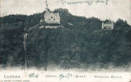 Alte Ansichtskarte Luzern Gütsch, Bahn, Pension Wallis, 1902