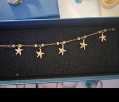 Goldfarbenes Fusskettchen mit Seestern Anhängern - Neu!