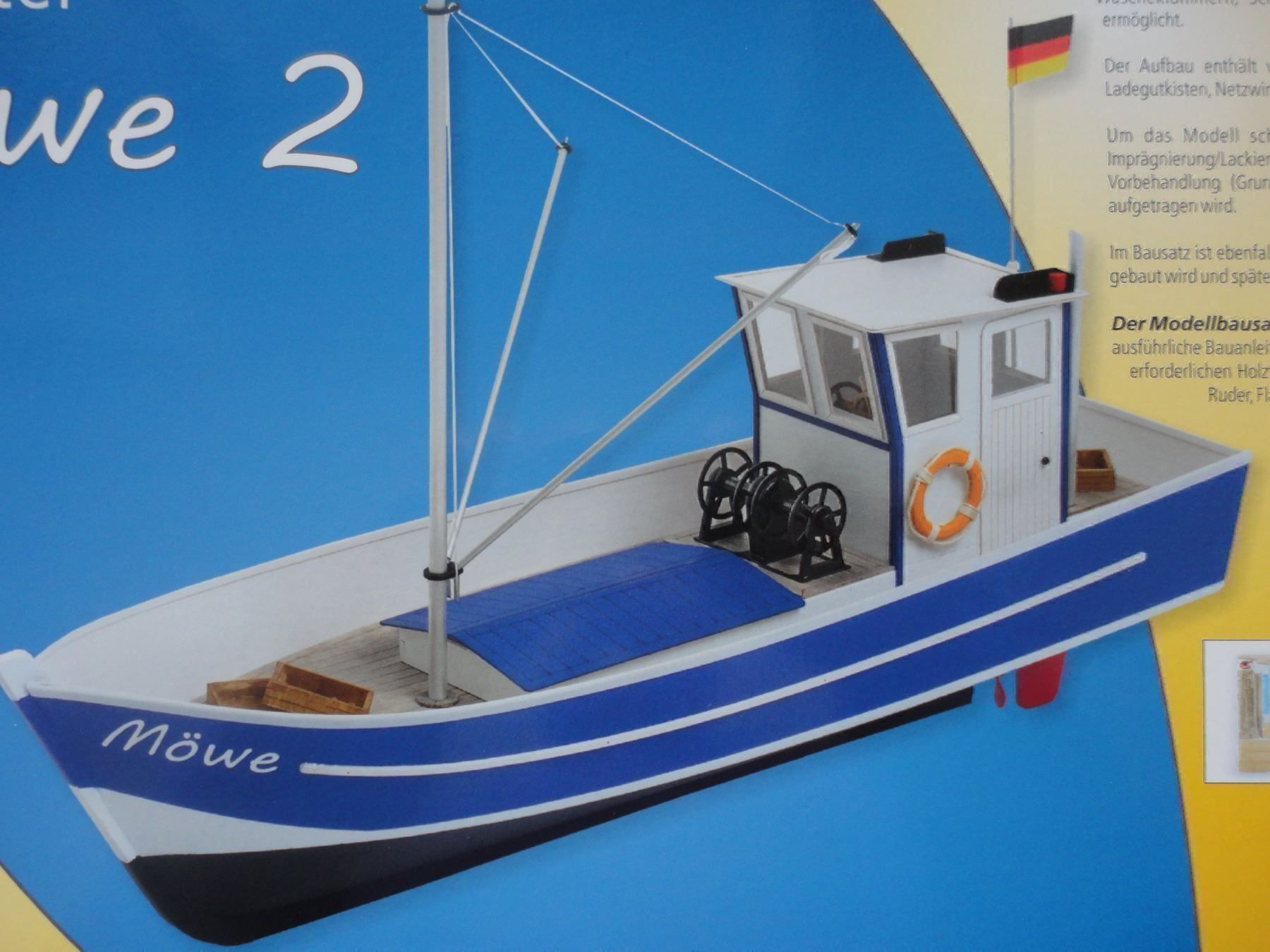 Modellismo RC: Aeronaut Möwe 2 Fischkutter Bausatz – Nuovo e nell'imballaggio originale da Horgen venduto da RcModell