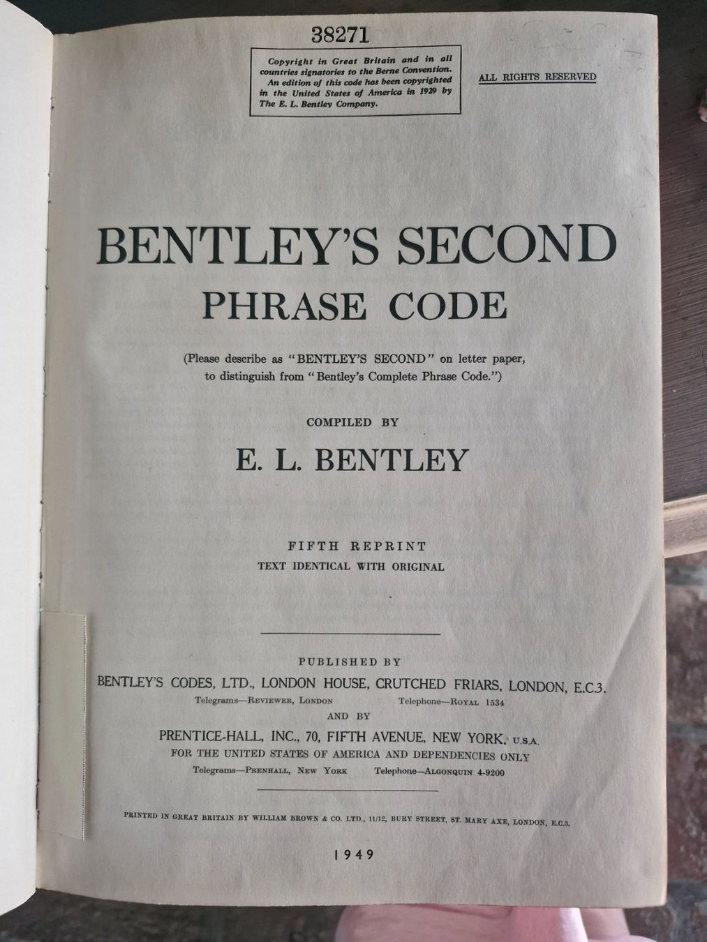 Libri: Bentley’s Second Phrase Code Book (1949) – Usato da Gattikon venduto da mro75 2