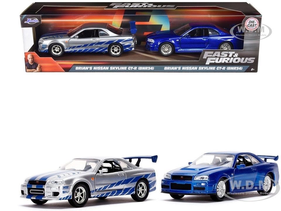 Jada Toys Fast & Furious 1:32 Brian's Nissan Skyline GT-R R34 Coche de Fundición a Presión