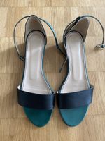 Navyboot Sandalen Leder zweifarbig grün schwarz Grösse 39