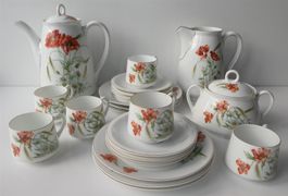Kaffeeservice Jugendstil Porzellan Mohnblumen Margariten