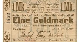 Todtnau Einzelhandel 1 Goldmark 15.11.1923 VZ