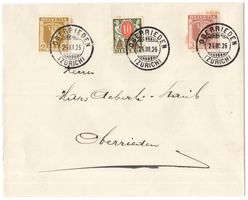 Tellknabe und Portomarke auf Brief von OBERRIEDEN (ZÜRICH)