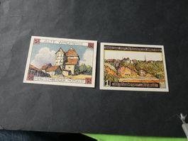Dt. Reich, Fürstenberg - 2 Notgeldscheine ungefaltet