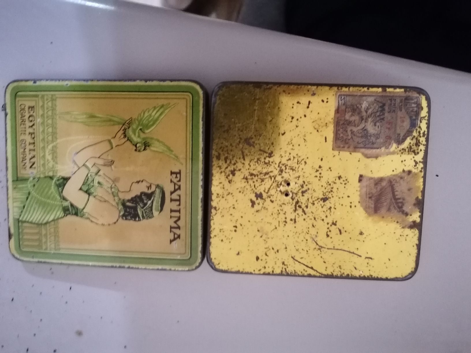 Tabacchi: Antike Blechdose Fatima 20 Zig. ca. 1900  – Usato da Zürich venduto da Tin4Life 6