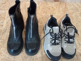 Schuhe-Set: Stiefeletten Schwarz Gr. 38 & Turnschuhe Gr.38