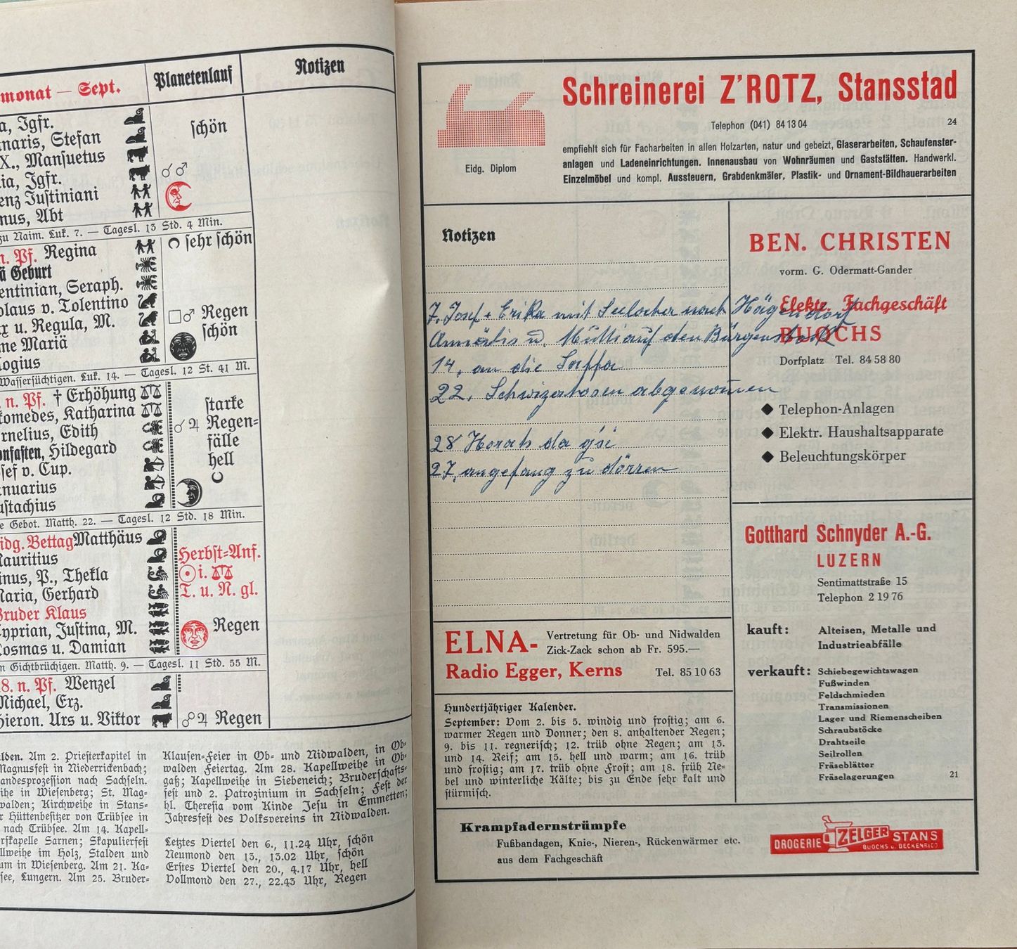 Libri: Nidwaldner Kalender 1958 – Usato da Sarnen venduto da Livres 3