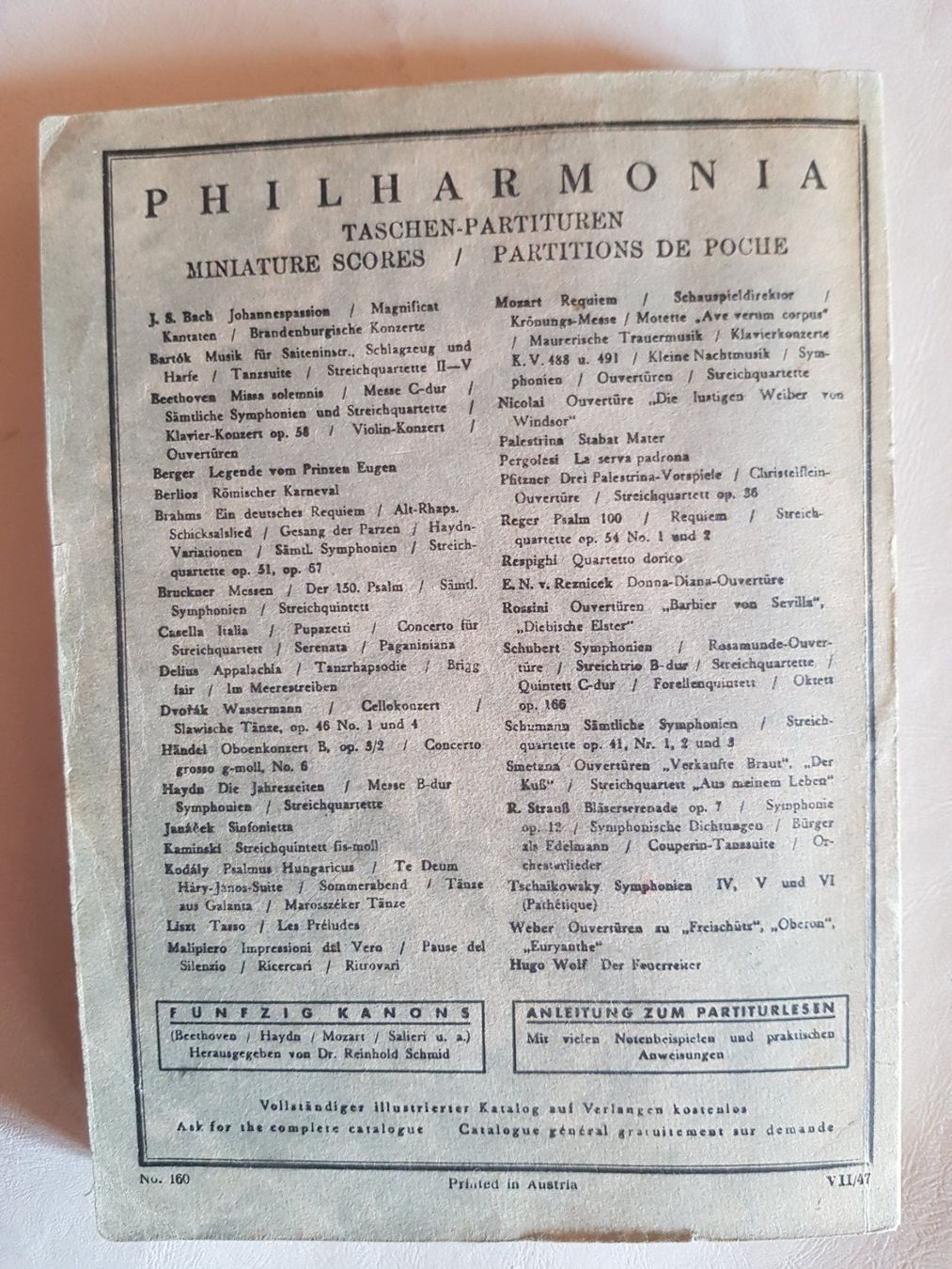 Libri: BEETHOVEN - Philharmonica 1947 D-Moll – Usato da Walterswil BE venduto da Lonitti 4