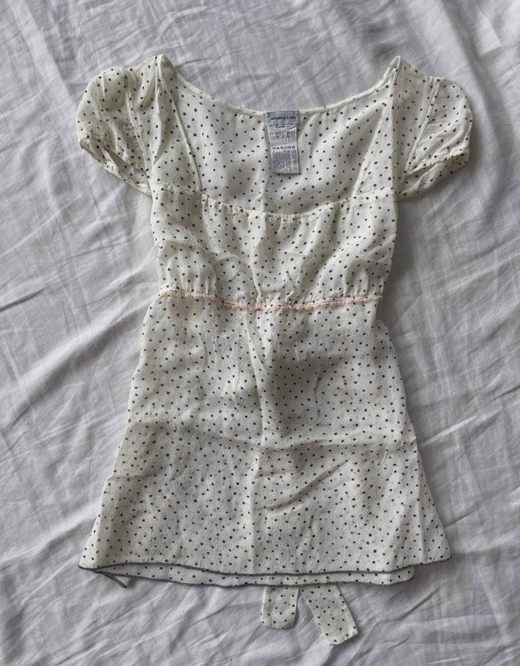 Intimissimi Tops: White Polka Dot Babydoll Blouse Top – Gebraucht aus Genève von toandfrom 1
