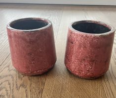 2 Keramik Blumentöpfe, rosa / fuchsia glasiert shabby chic