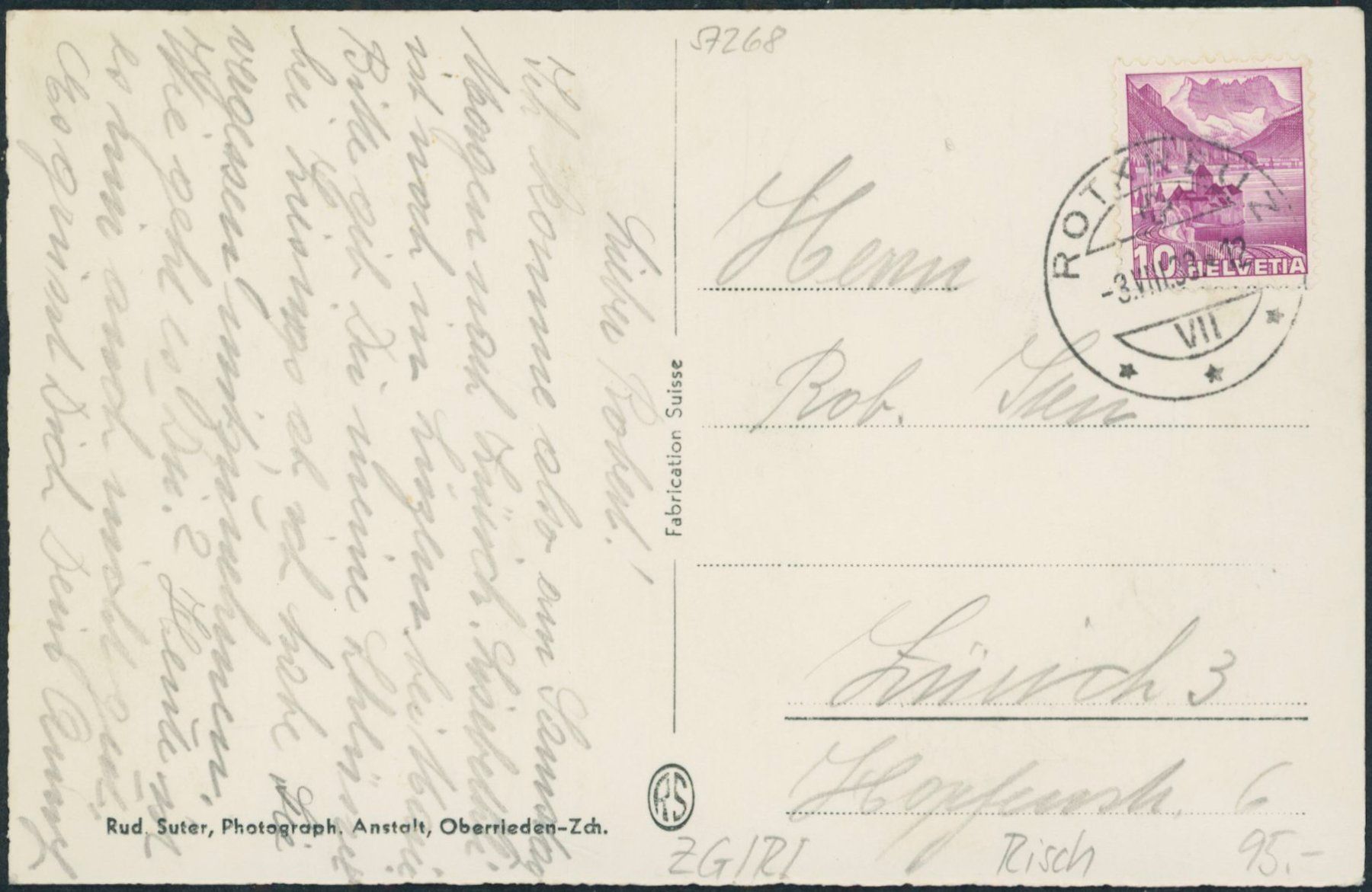 Cartoline postali: ZG Risch – Usato da Schindellegi venduto da stationary 1