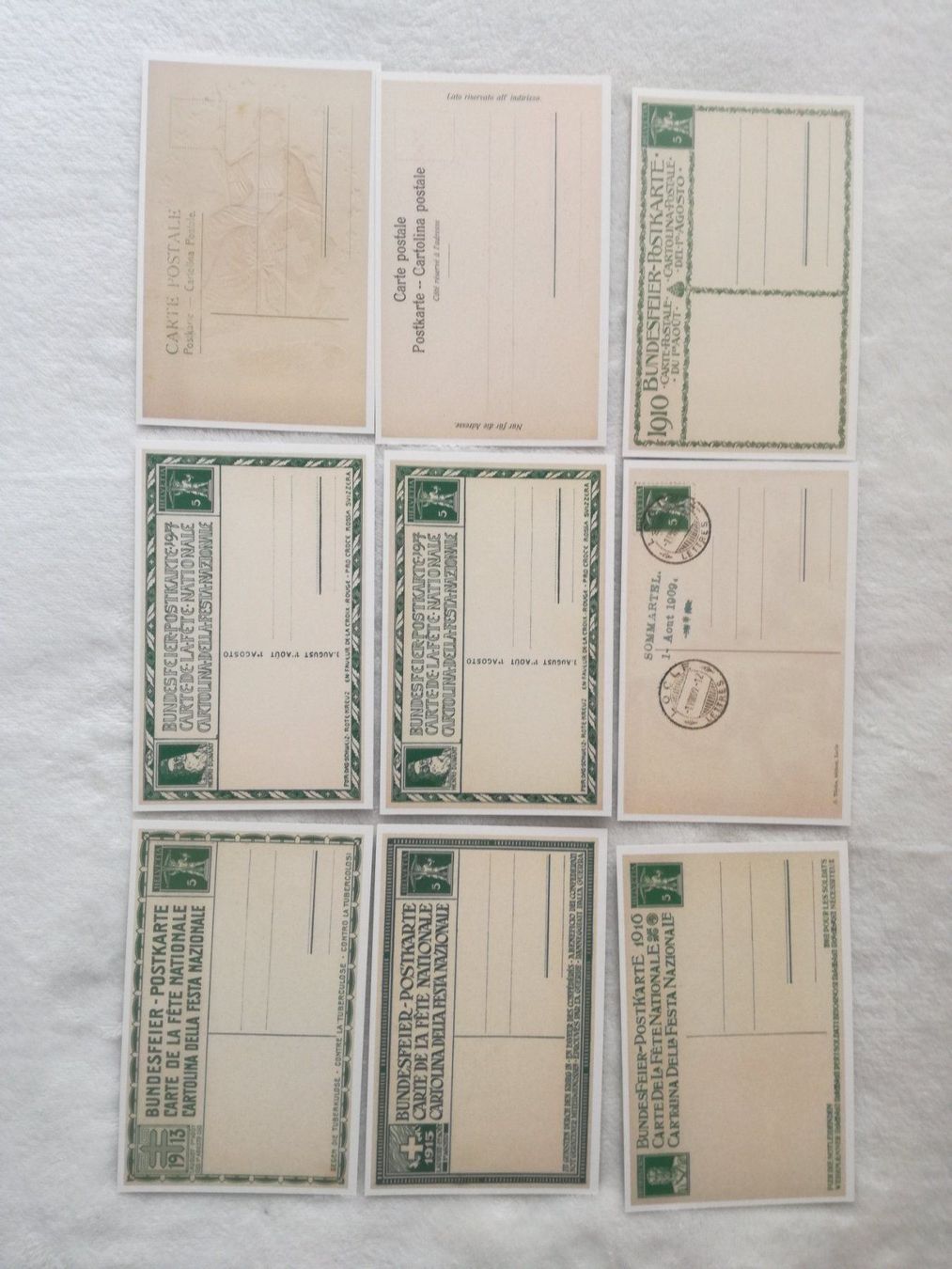 Cartoline postali: 9 AK Bundesfeier Postkarten, Reprints – Nuovo (secondo la descrizione) da Zürich venduto da Tolima194 1