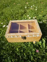 Teeaufbewahrungsbox Holz mit Sichtfenster 6 Fächer