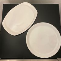 2 grands plats en porcelaine