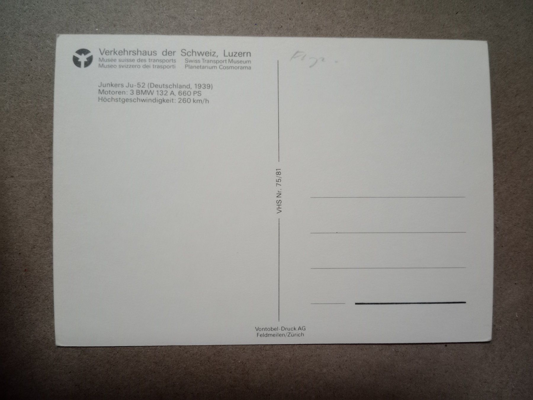 Cartoline postali: AK Flugzeug Junkers-Ju 52 – Usato da Küttigen venduto da Melisch1000 1