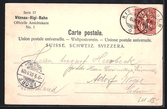 Cartoline postali: AK Luzern, Gesamtansicht mit Rigi, 1901 – Usato da Berlin venduto da bartko-reher 1