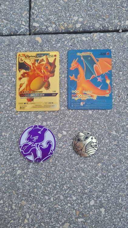 POKÈMON/Charizard/Karten und Chips/Gold und Blau evtl. Fake? (Gebraucht ...