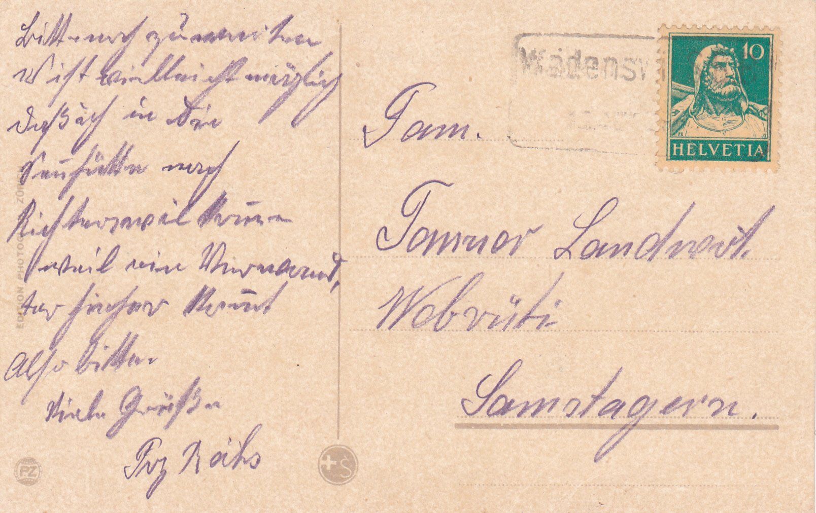 Cartoline postali: Wädenswil /as – Usato da Hombrechtikon venduto da Rudolf07 1