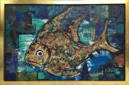 Ölgemälde eines Fisches von H. Thölke