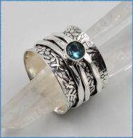 ♛ Blue Topas 925 Silberring