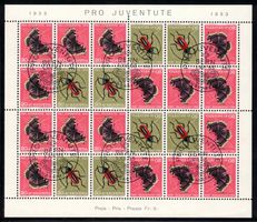 PJ 1953 Kehrdruckbogen  mit ET-ʘ "1.XII.53" mit Attest