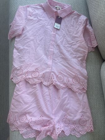 Manor Set rosa S/M mit Stickerei neu