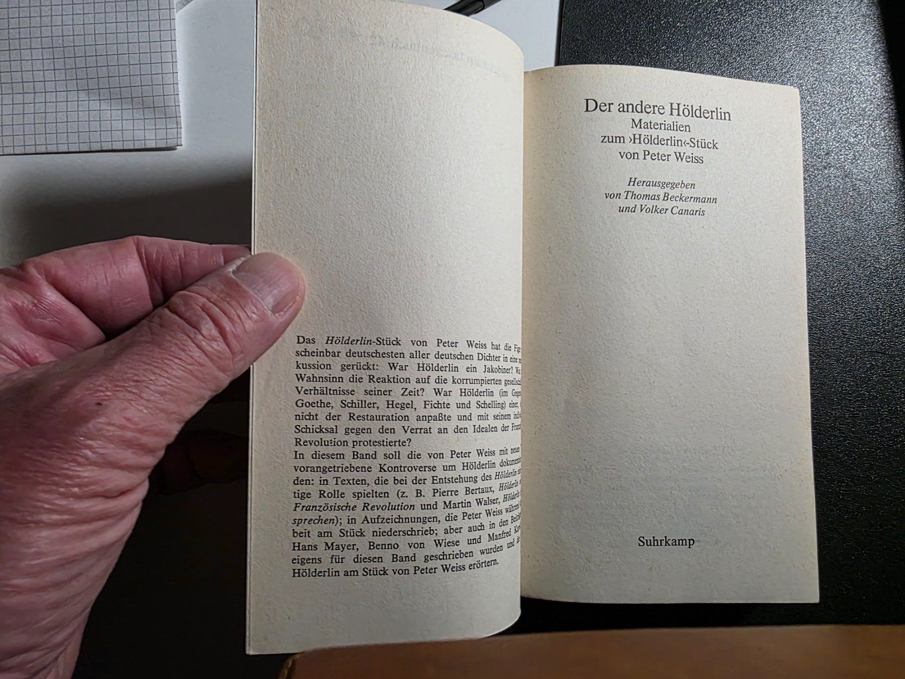 Bücher: Der andere Hölderlin - Peter Weiss - Suhrkamp 1972 – Gebraucht aus Walterswil BE von Lonitti 6