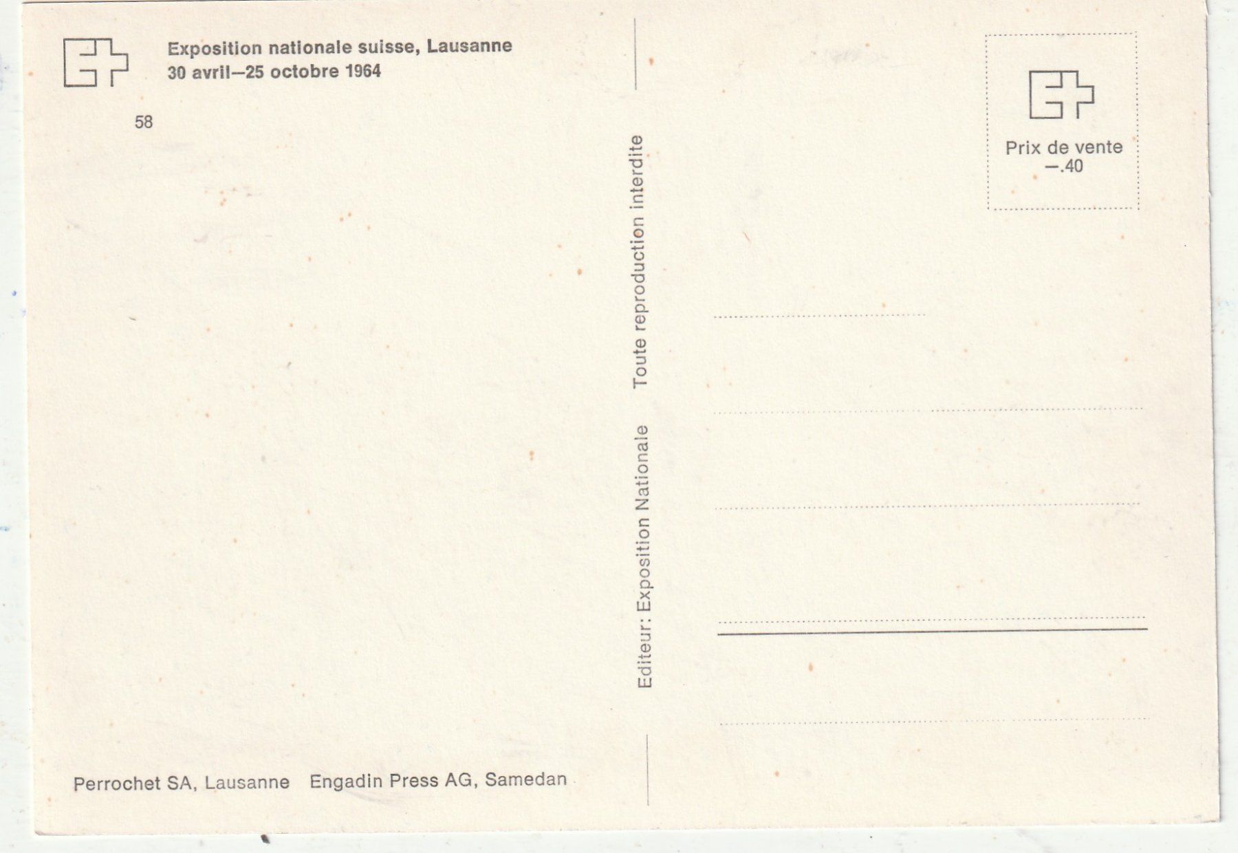 Cartoline postali: EXPO Lausanne 1964 – Usato da Lumbrein venduto da made02 1