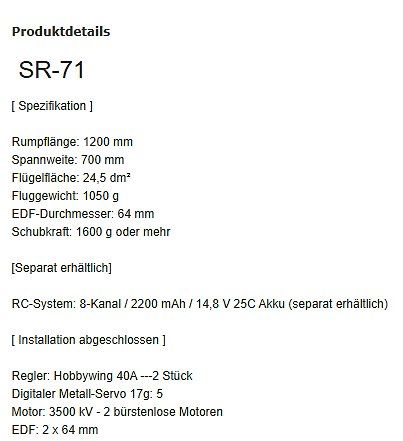 Modellismo RC: Lanxiang Kit LX-71 EDF 64mm EPS RC Modell – Nuovo (secondo la descrizione) da Forch venduto da Tr1a 9