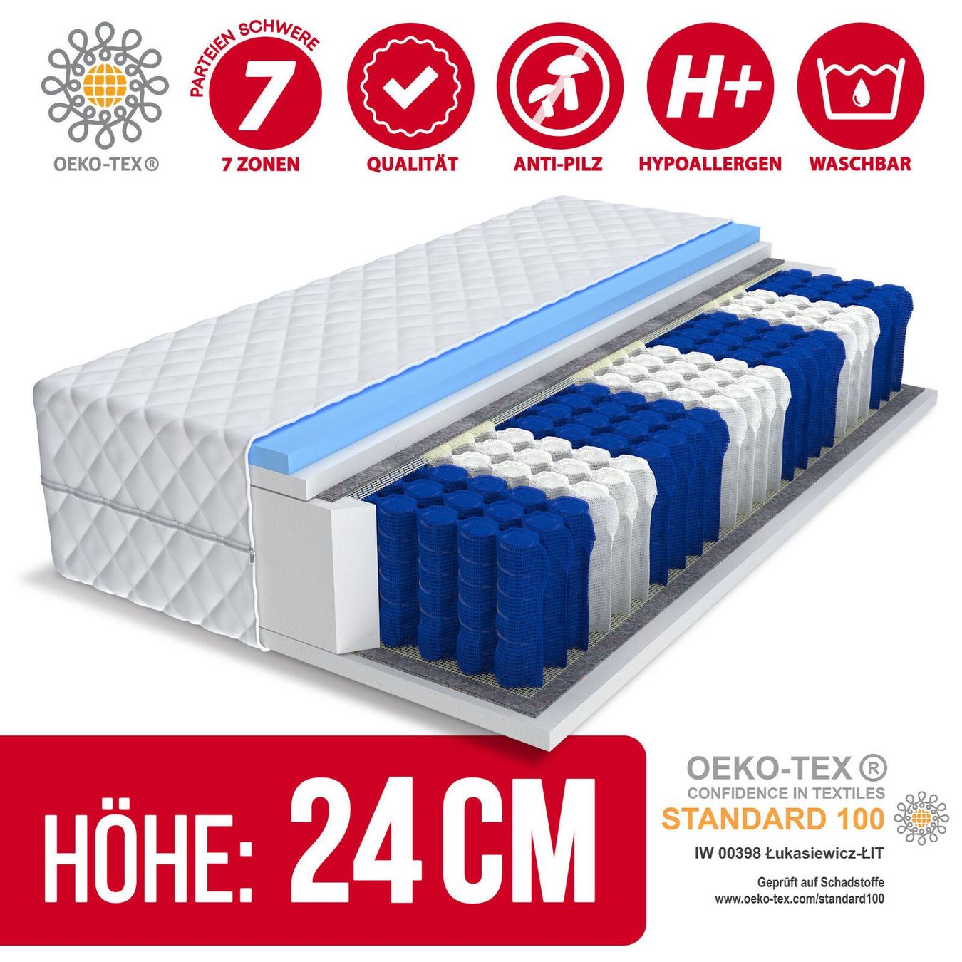 Materassi: Matratze ENNA MAX - H3 - 24cm - 100x200 – Nuovo e nell'imballaggio originale da Wallenwil venduto da toesstal-vertrieb