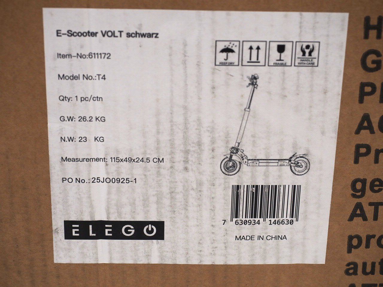 Scooter: ELEGO E-Scooter VOLT schwarz (26072509Z) – Nuovo e nell'imballaggio originale da Zürich venduto da fundsachenverkauf 2