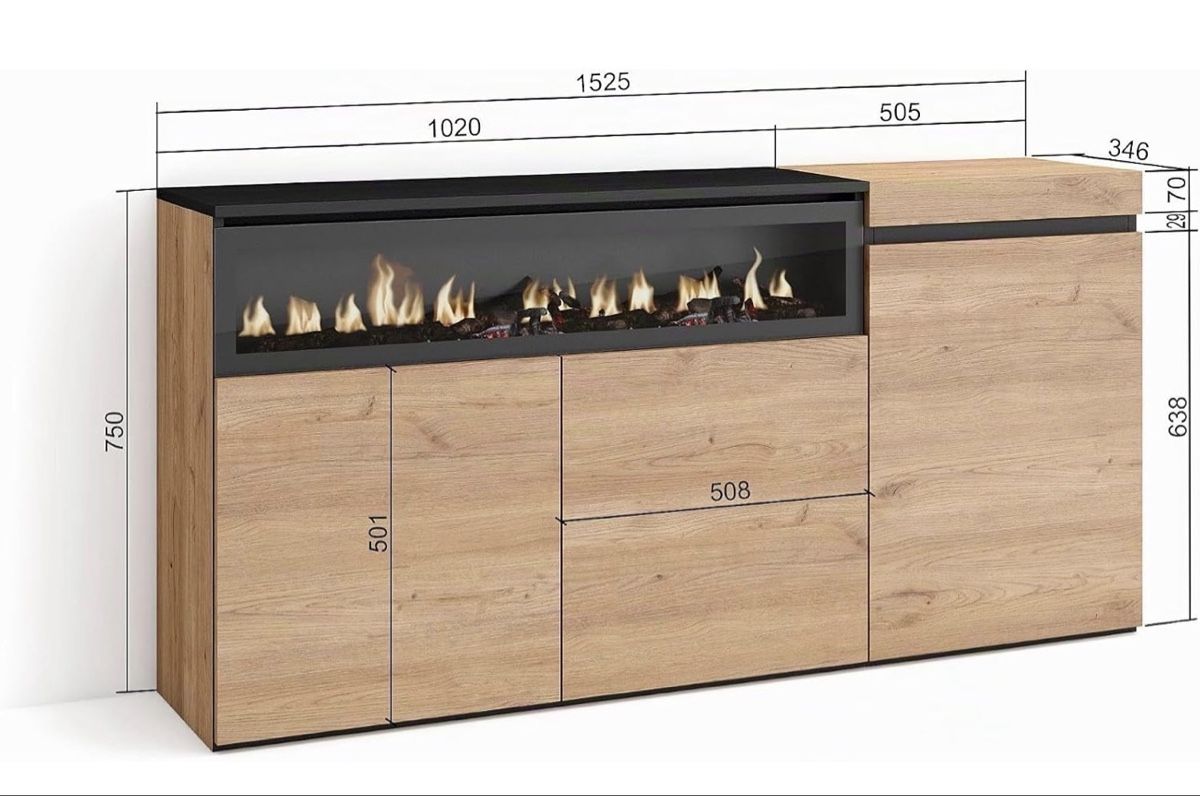 Cassettiere: Sideboard Kommode Highboard mit Elektrokamin Eiche schwarz – Nuovo e nell'imballaggio originale da Strengelbach venduto da retourenjaeger.ch 3