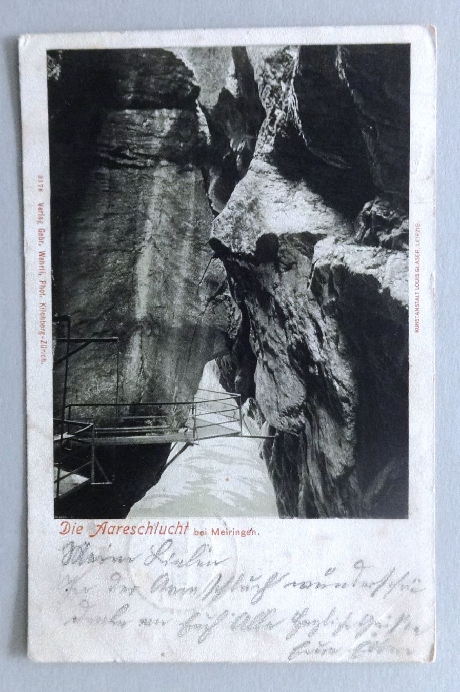 Cartoline postali: Die Aareschlucht bei Meiringen – Difettoso da Fétigny venduto da Billy2miny
