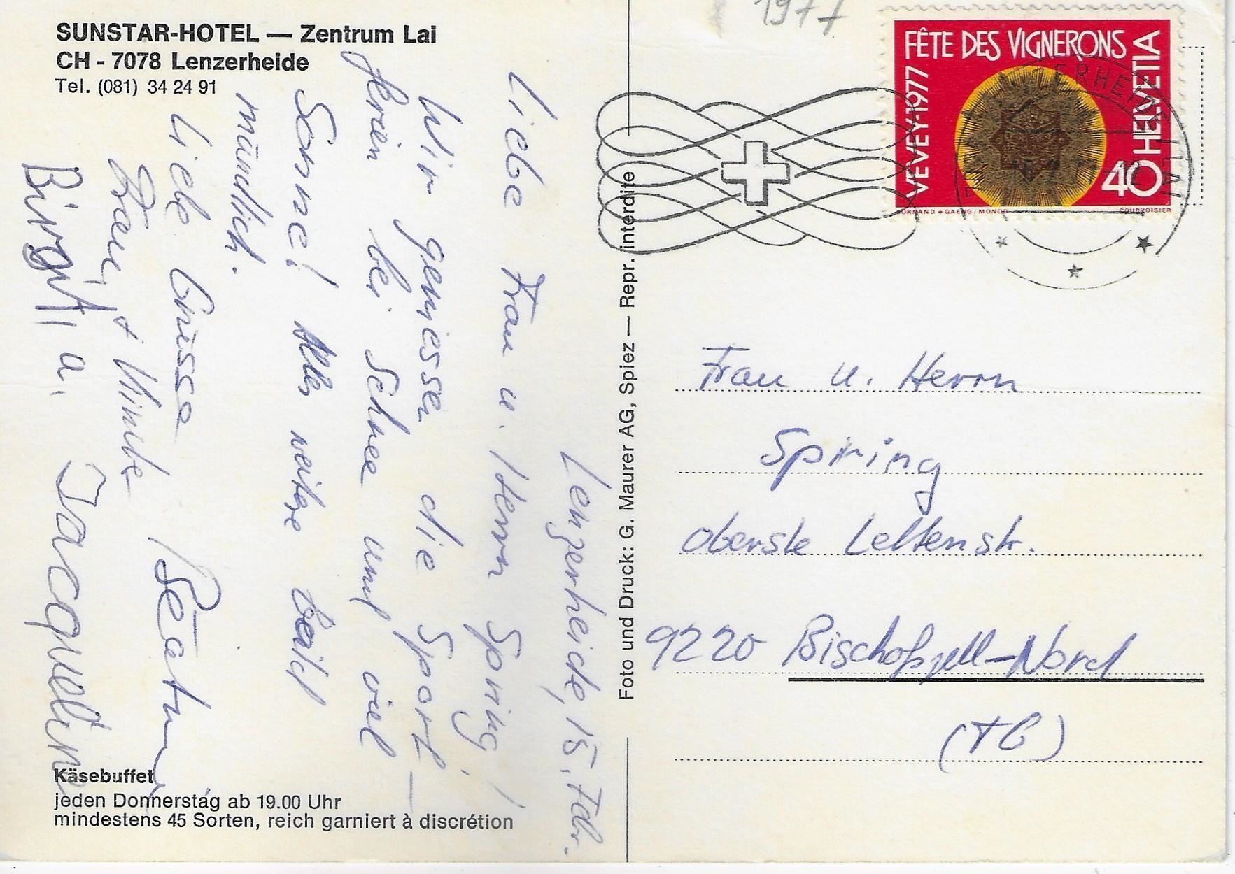 Cartoline postali: Sunstar-Hotel - Zentrum Lai Lenzerheide – Usato da Ettingen venduto da Kartenplanet 1