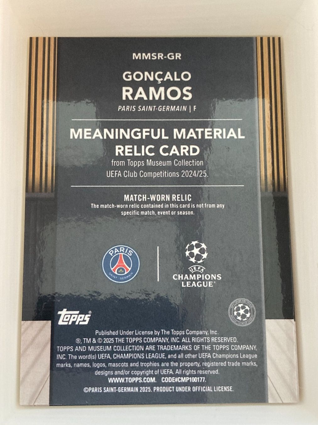 Topps Carte collezionabili: Topps Museum UEFA 24-25 - Gonçalo Ramos Patch /75 – Usato da La Tour-de-Peilz venduto da Tyalos_Cards 1