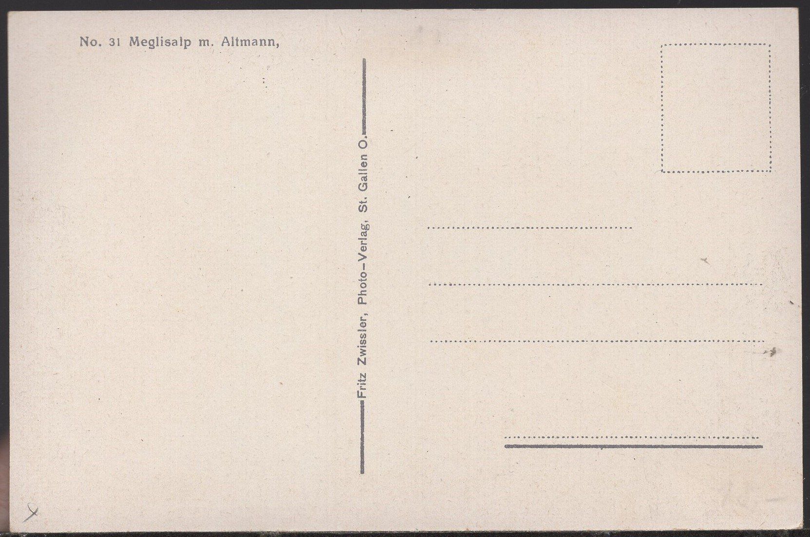 Cartoline postali: Meglisalp  m.  Altmann Nr 31  Saumpferde – Usato da Aarau venduto da kufi44 1