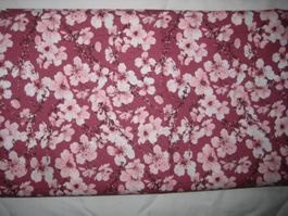 Baumwollstoff fuchsia mit weiss/rosa Kirschblüten