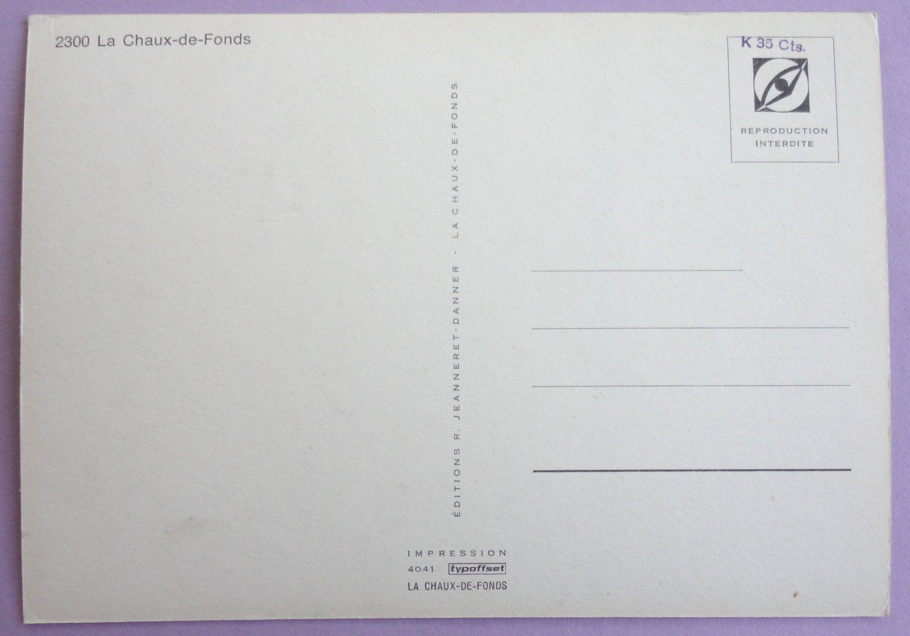 Cartoline postali: La Chaux-de-Fonds – Usato da Fétigny venduto da Billy2miny 1