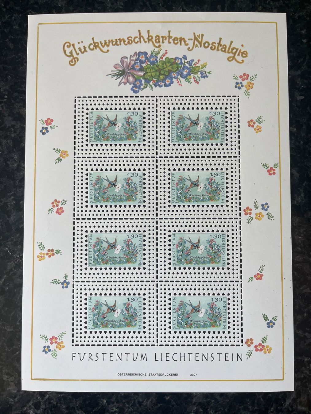 Alle Briefmarken: Liechtenstein Kleinbogen ** 2007 Glückwunschkarten – Neu (gemäss Beschreibung) aus Freidorf TG von ern_7s68 3