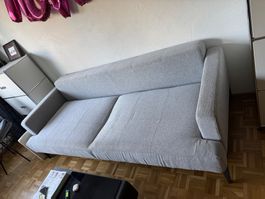 Sofa hellgrau Textilbezug guter Zustand