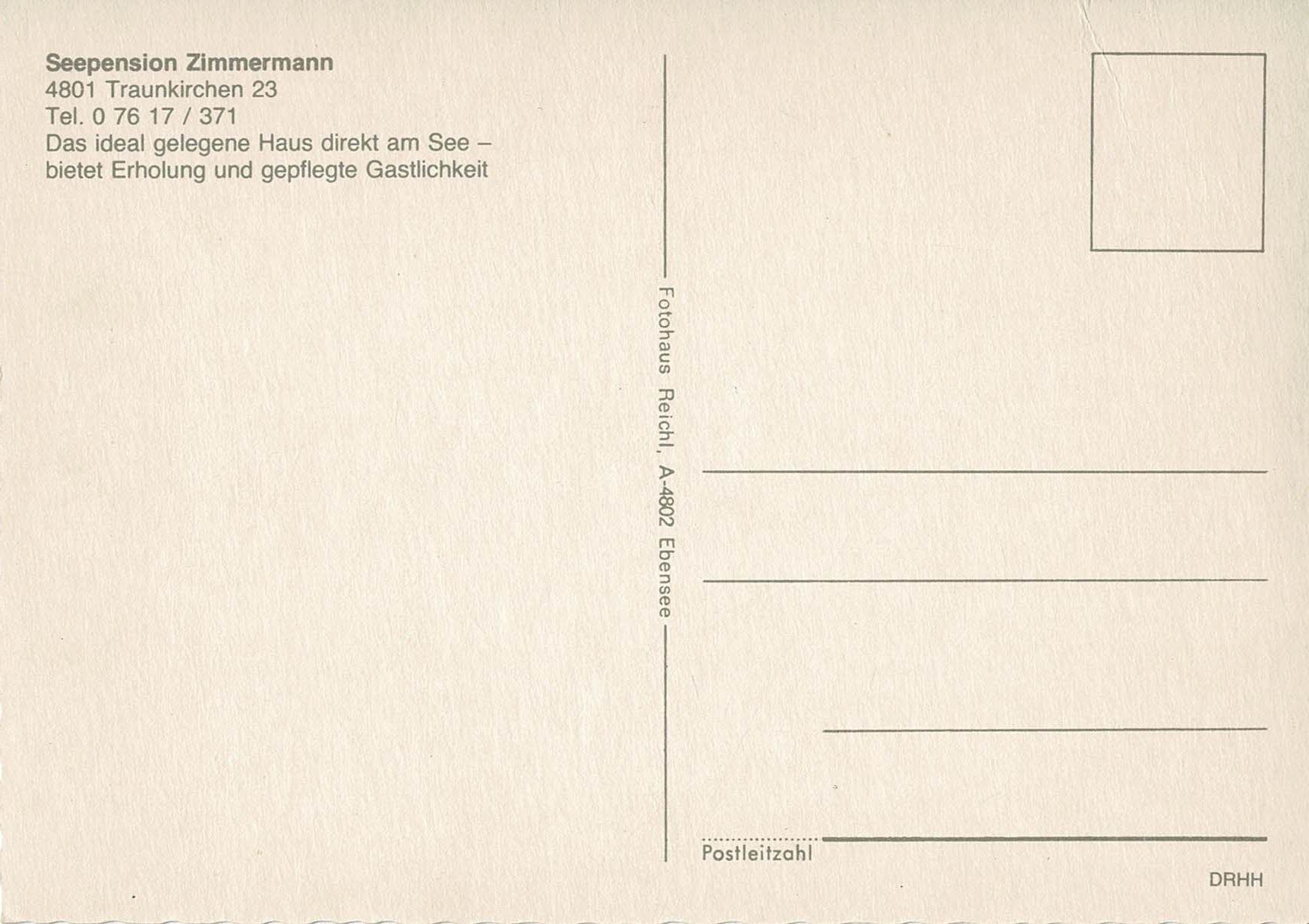 Cartoline postali: Ansichtskarten Seepension Zimmermann Traunkirchen, 2 Stk. – Usato da Ebmatingen venduto da desalli 1